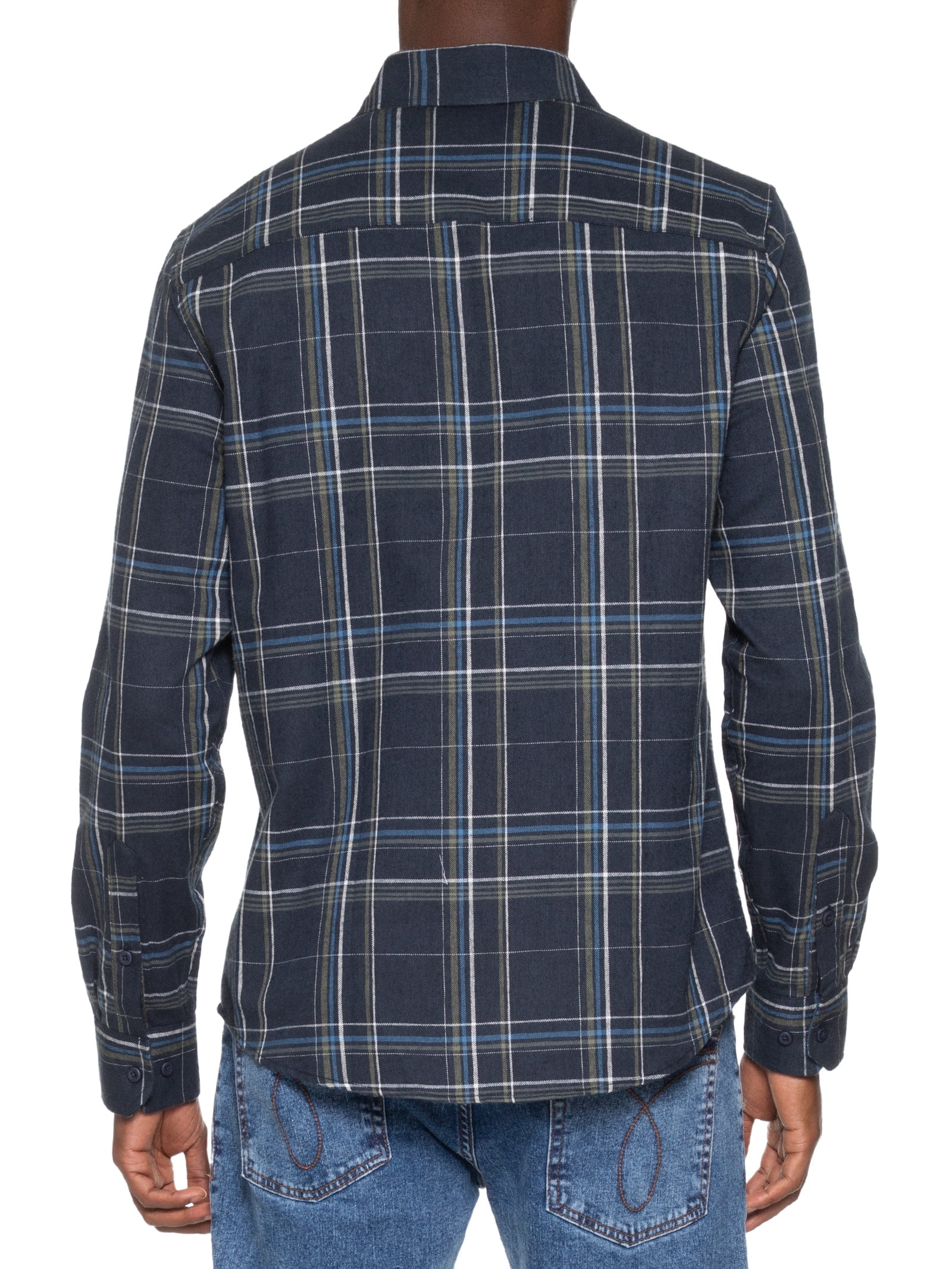 Camisa Masculina Regular Check Excl Azul Calvin Klein Jeans
