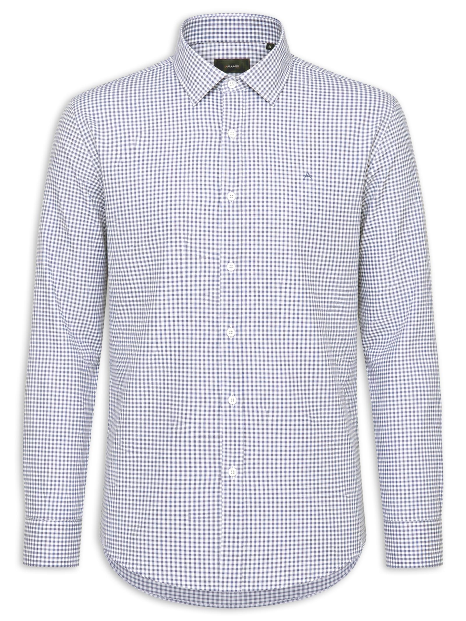 Camisa Masculina Regular Em Algodão Fio 60 Xadrez Cinza Aramis