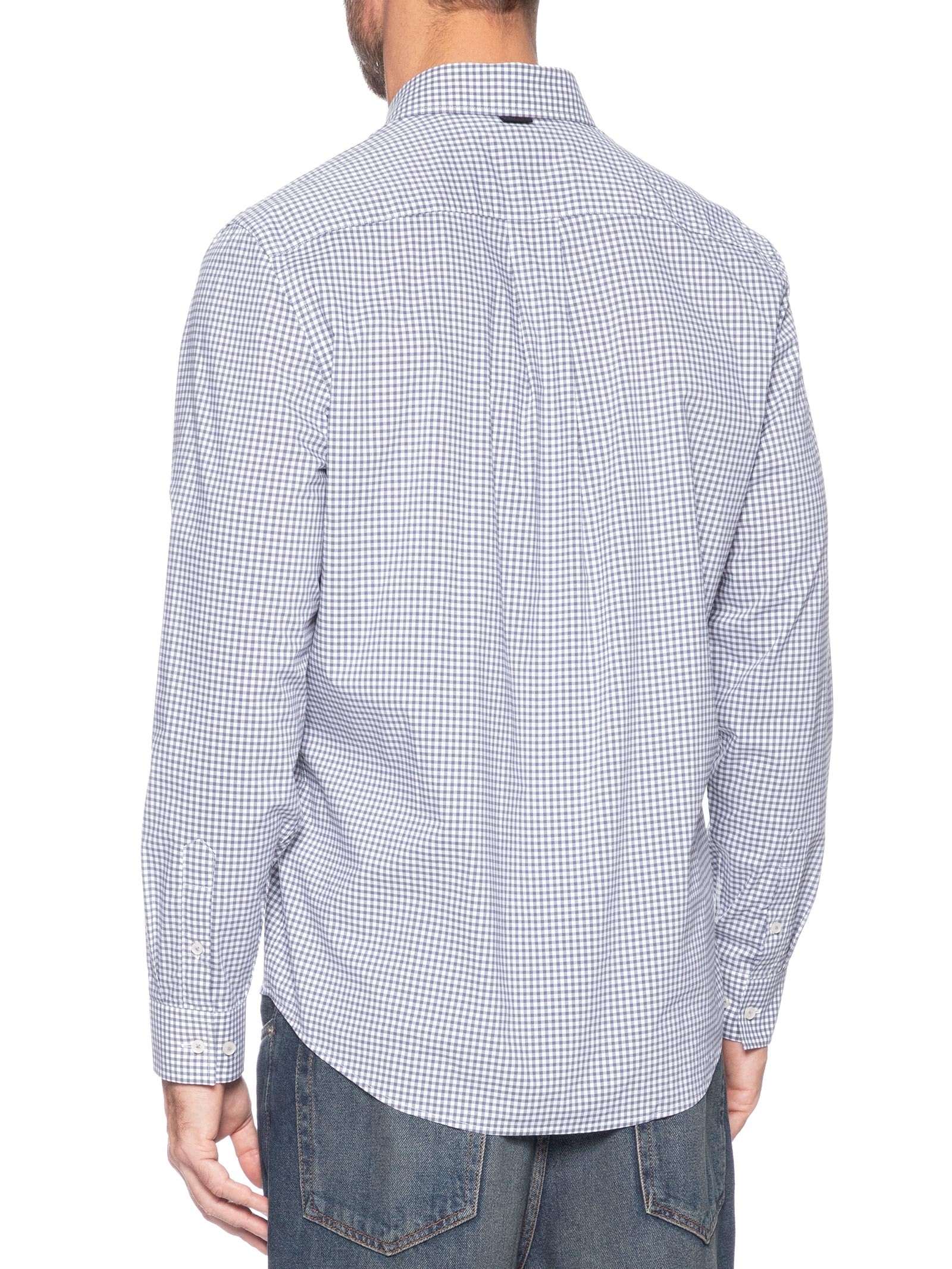 Camisa Masculina Regular Em Algodão Fio 60 Xadrez Cinza Aramis