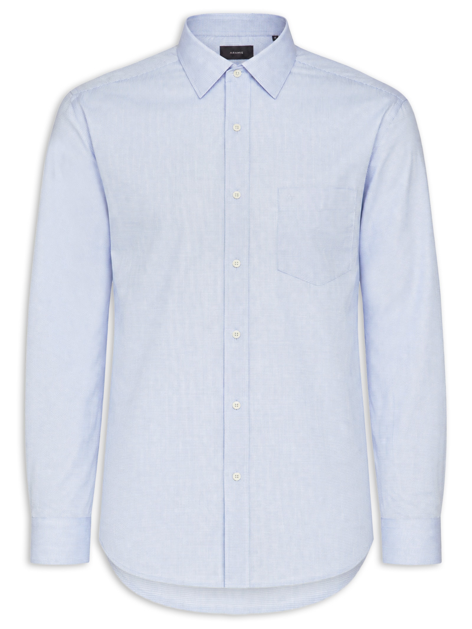 Camisa Masculina Regular em Algodão Micro Xadrez – Azul Aramis