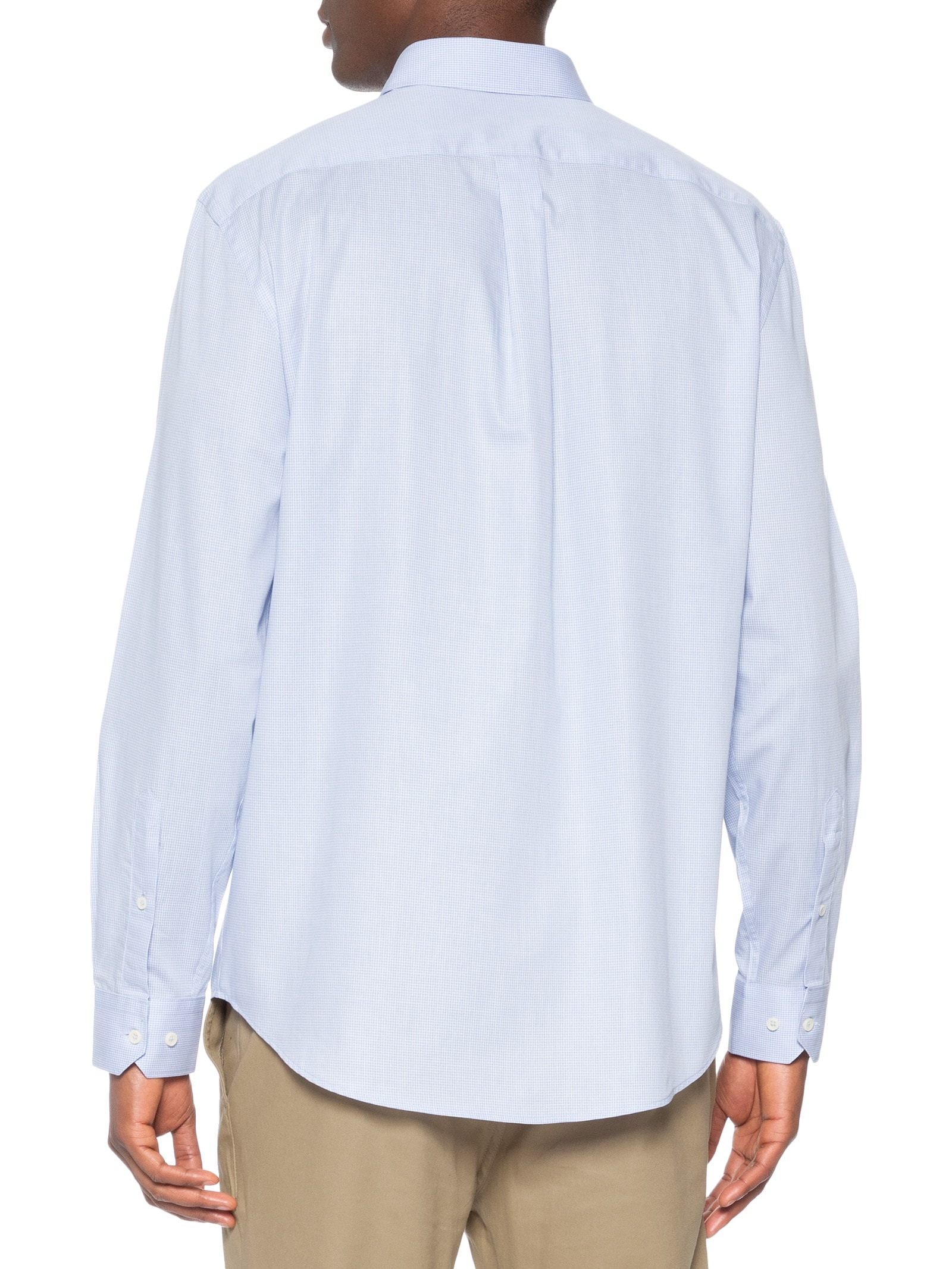 Camisa Masculina Regular em Algodão Micro Xadrez – Azul Aramis