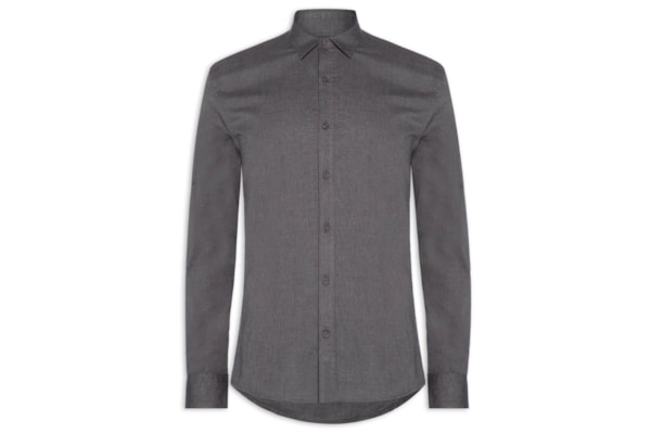 Camisa Masculina Regular Fil a Fil – Preto