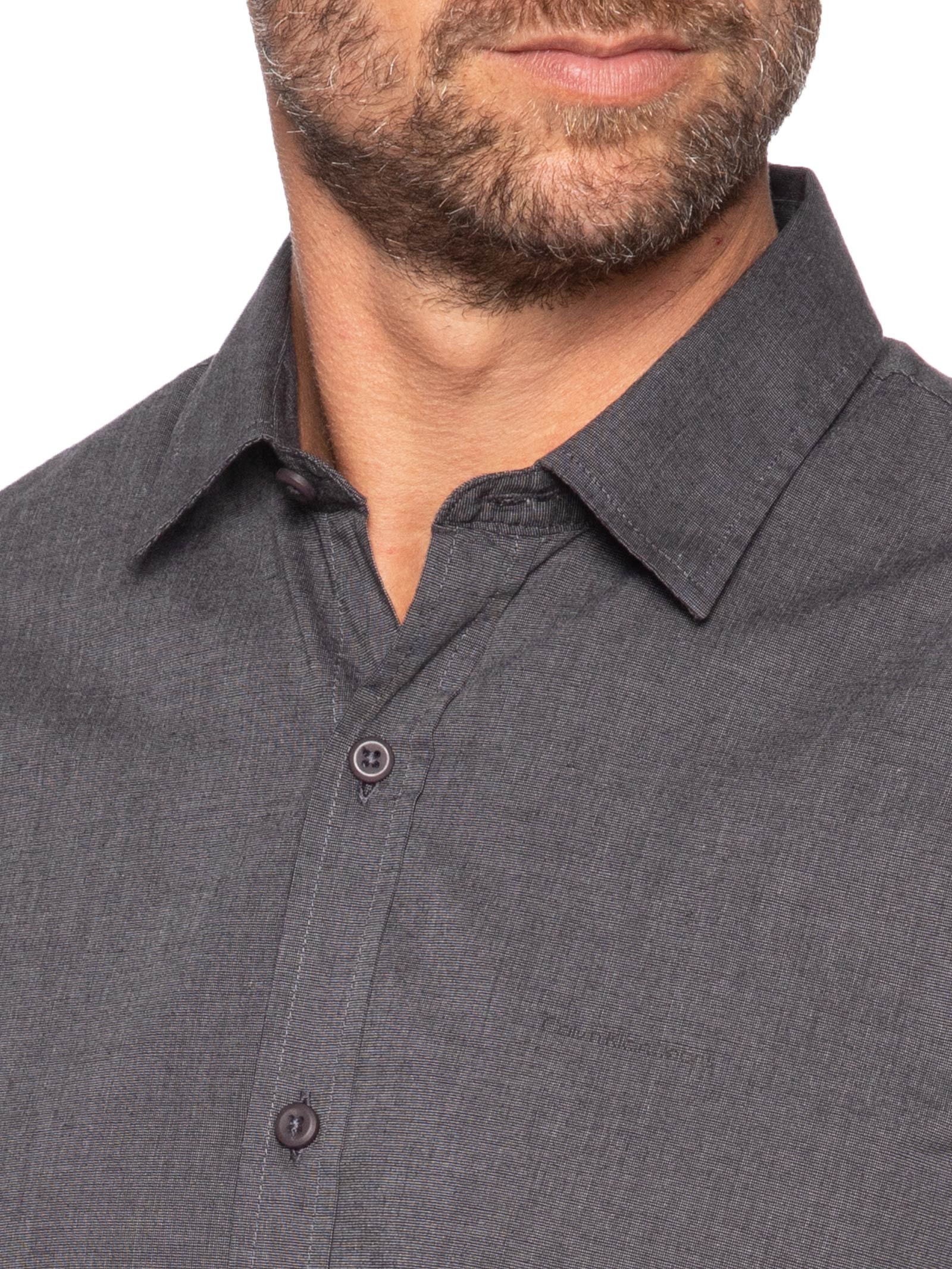 Camisa Masculina Regular Fil a Fil – Preto Calvin Klein Jeans