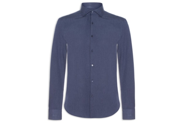 Camisa Masculina Regular Fit Algodão - Azul