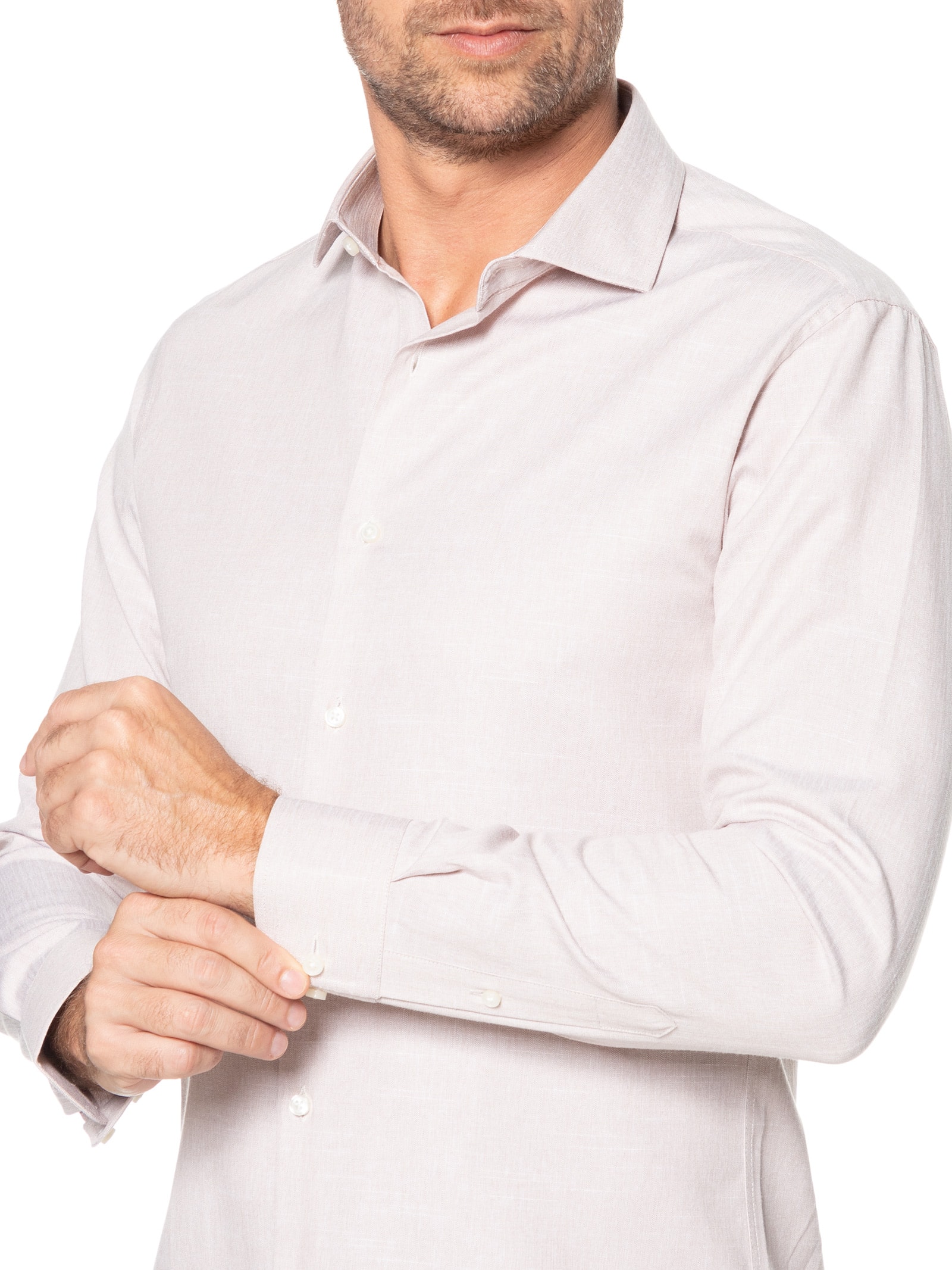 Camisa Masculina Regular Fit Algodão Bege '2 Essential