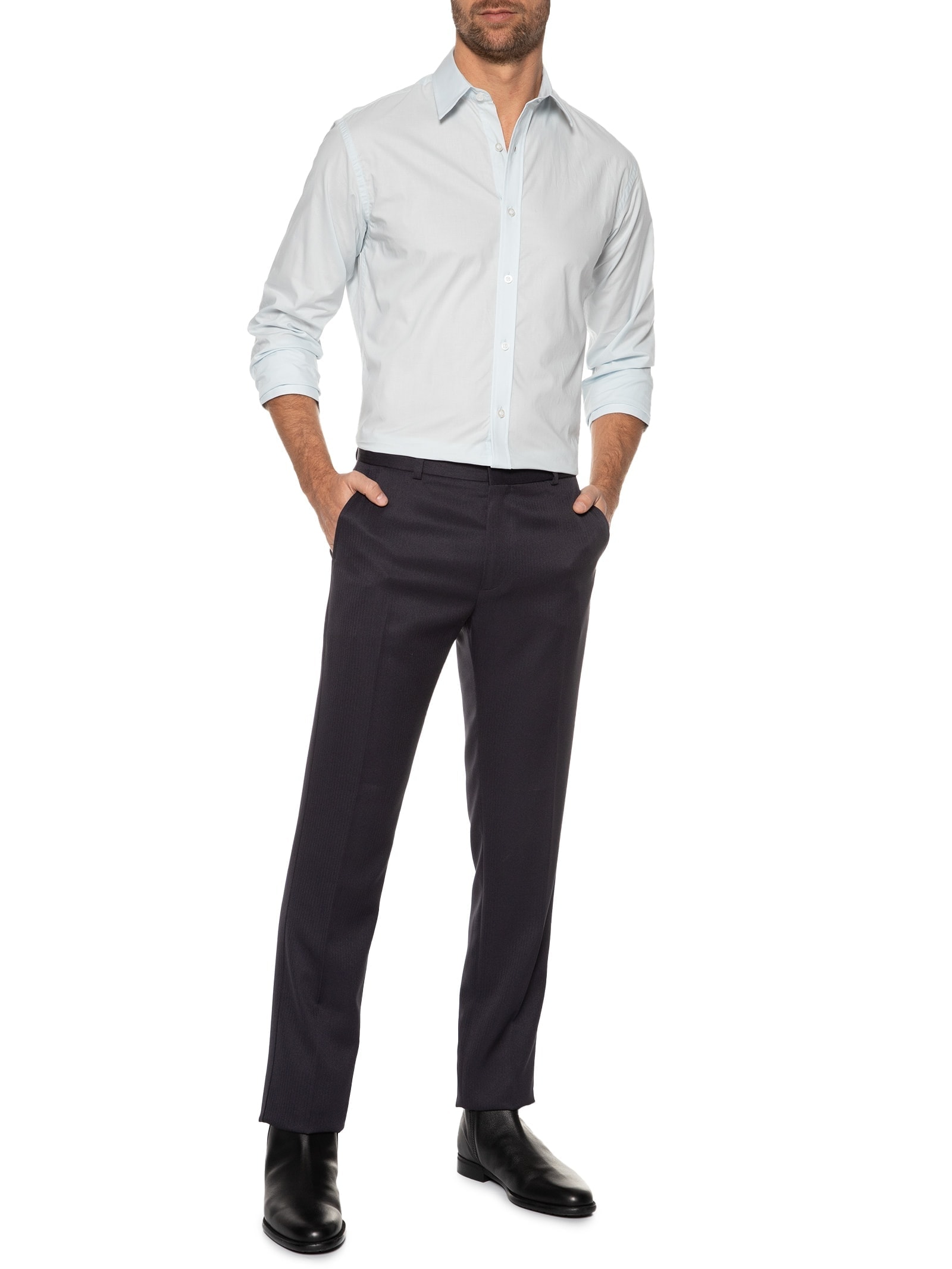 Camisa Masculina Regular Fit Algodão Pima Azul '2 Essential