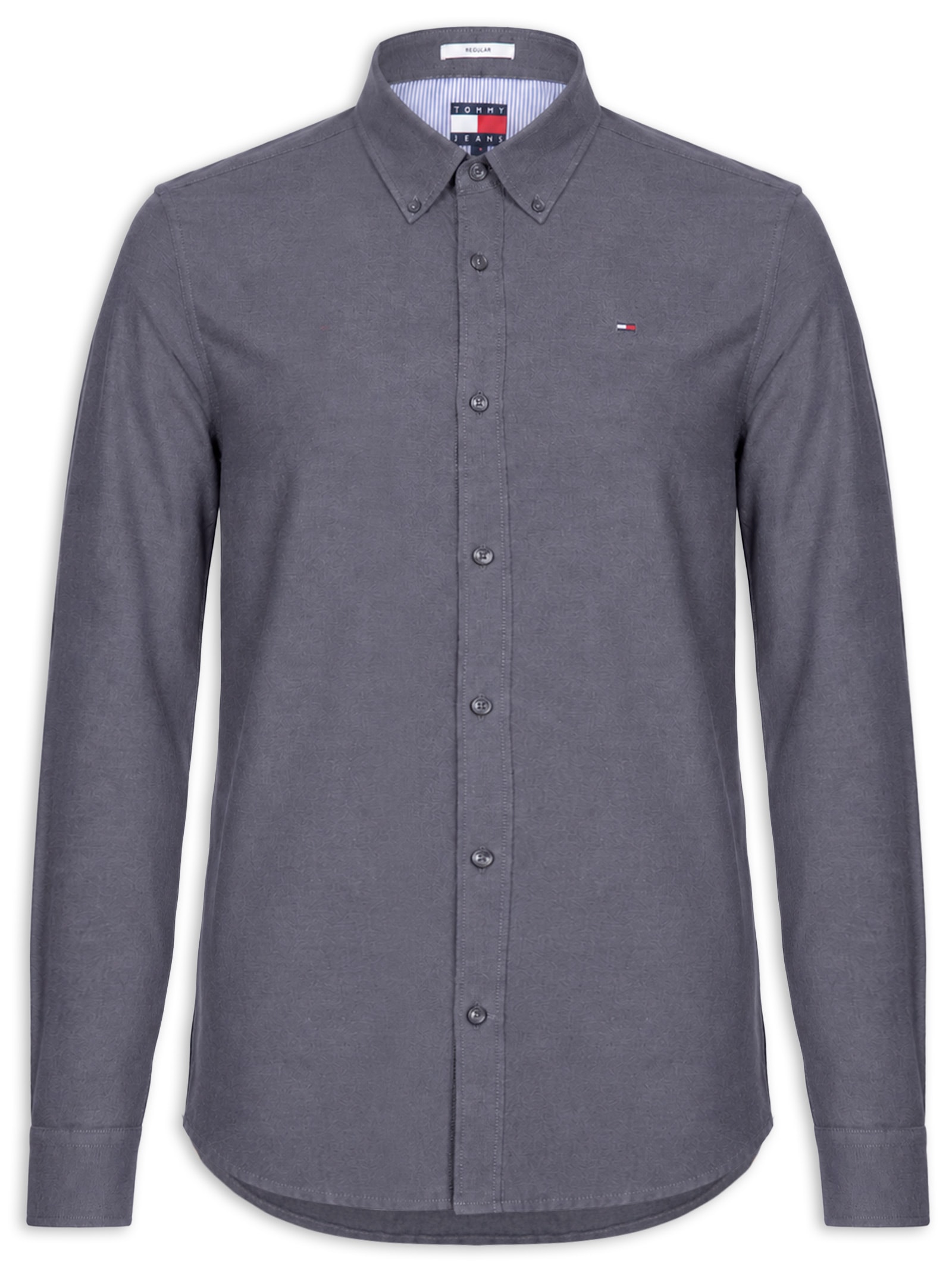 Camisa Masculina Regular Fit Button Down em Oxford Azul Tommy Jeans