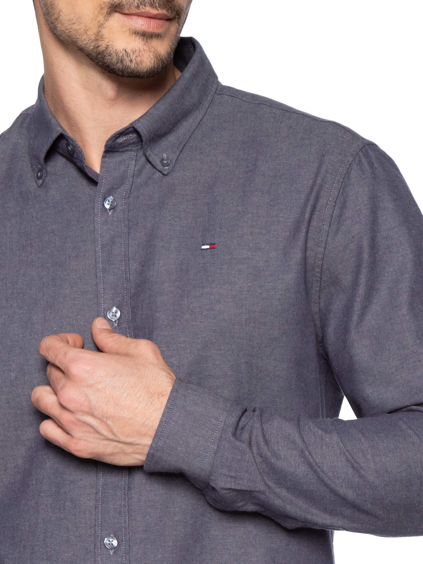 Camisa Masculina Regular Fit Button Down em Oxford Azul Tommy Jeans