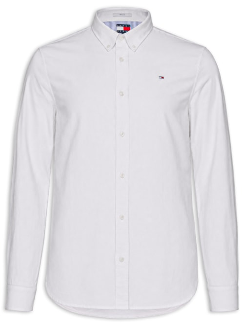 Camisa Masculina Regular Fit Button Down em Oxford – Off White