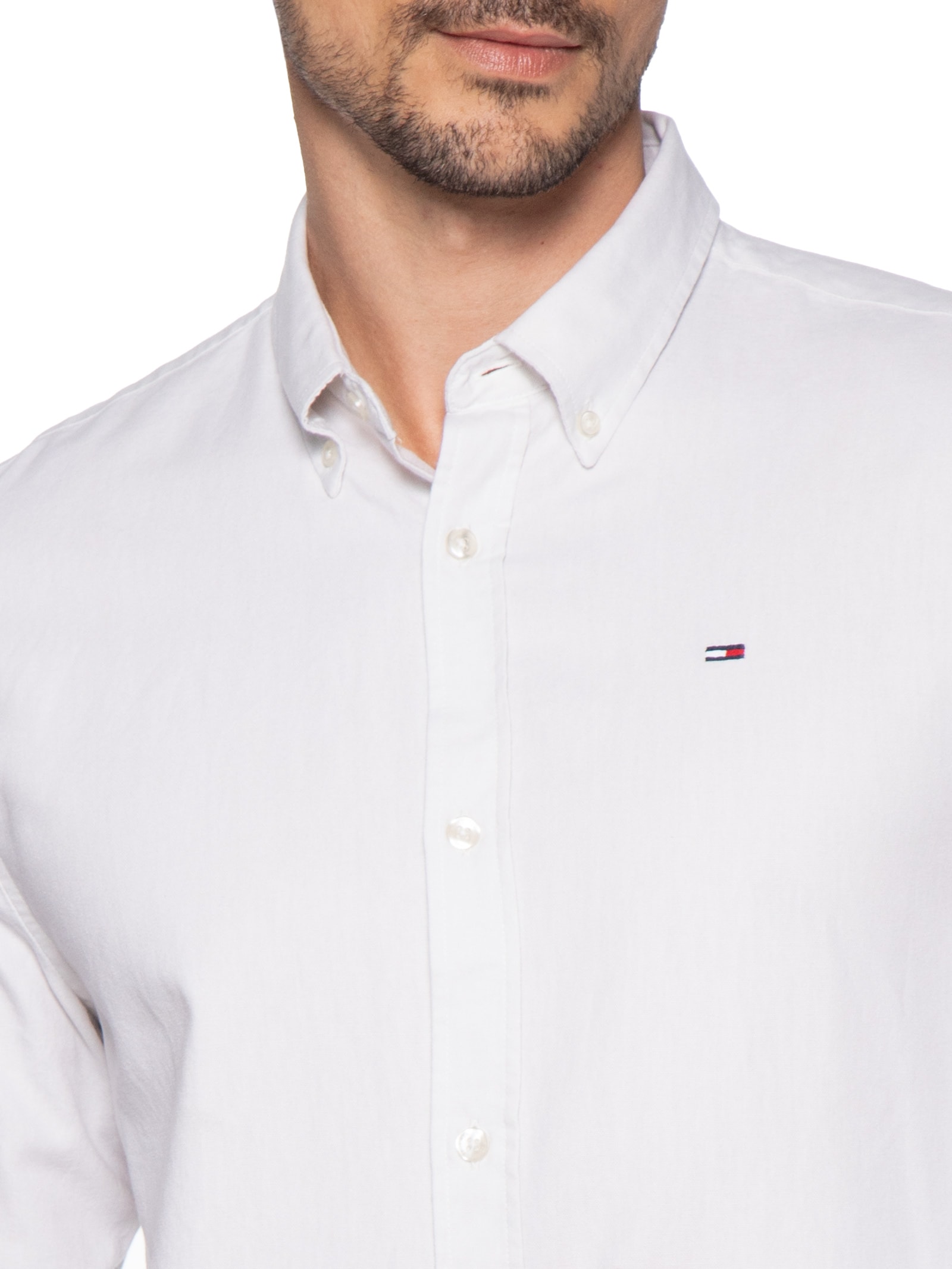Camisa Masculina Regular Fit Button Down em Oxford Off White Tommy Jeans