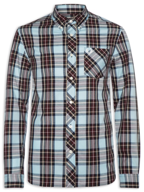 Camisa Masculina Regular Fit Classic Tartan Em Algodão – Azul