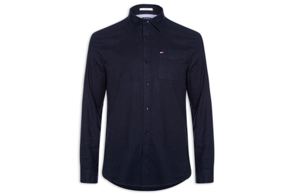Camisa Masculina Regular Fit Com Bolso - Azul