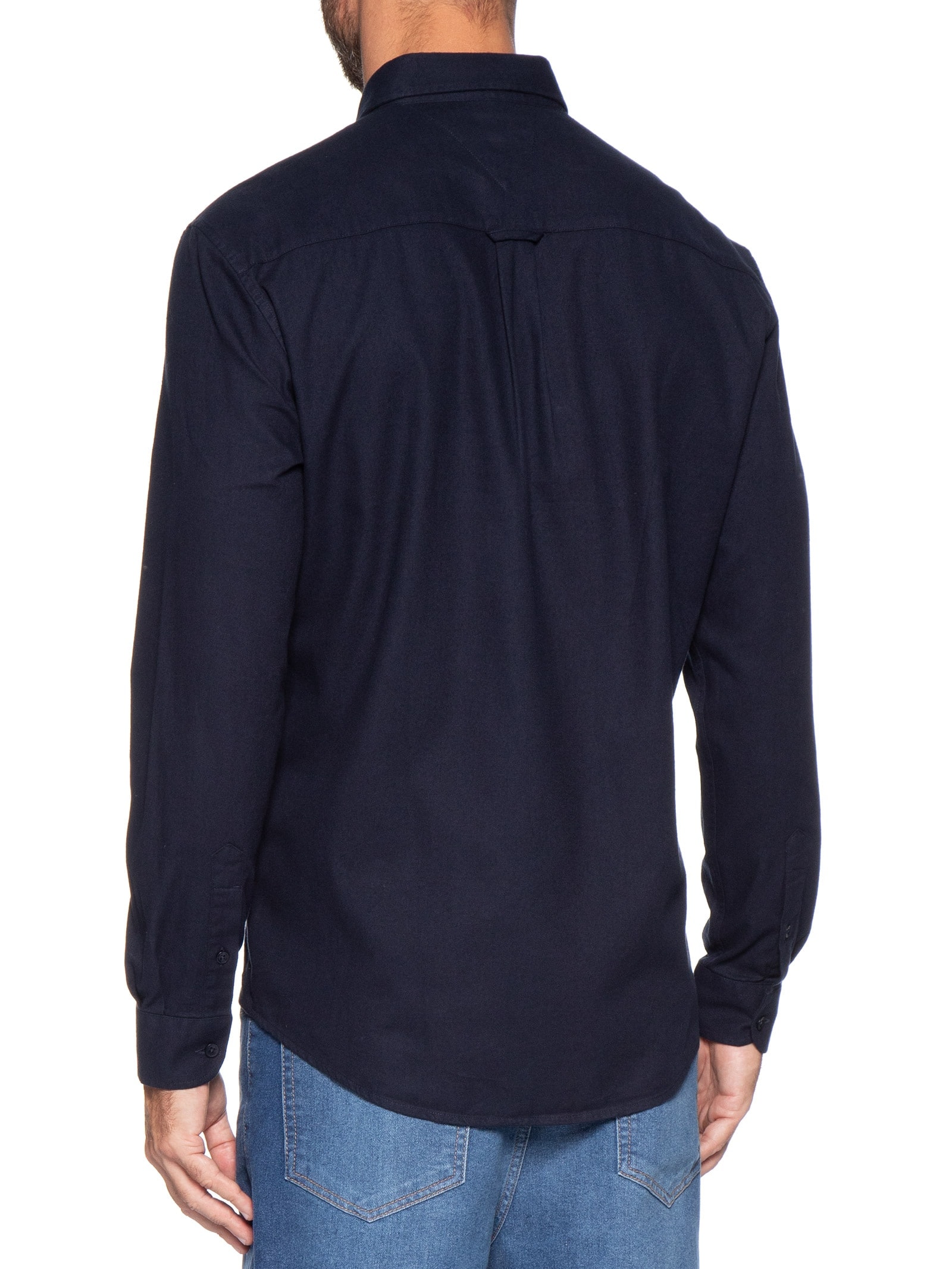 Camisa Masculina Regular Fit Com Bolso Azul Tommy Jeans