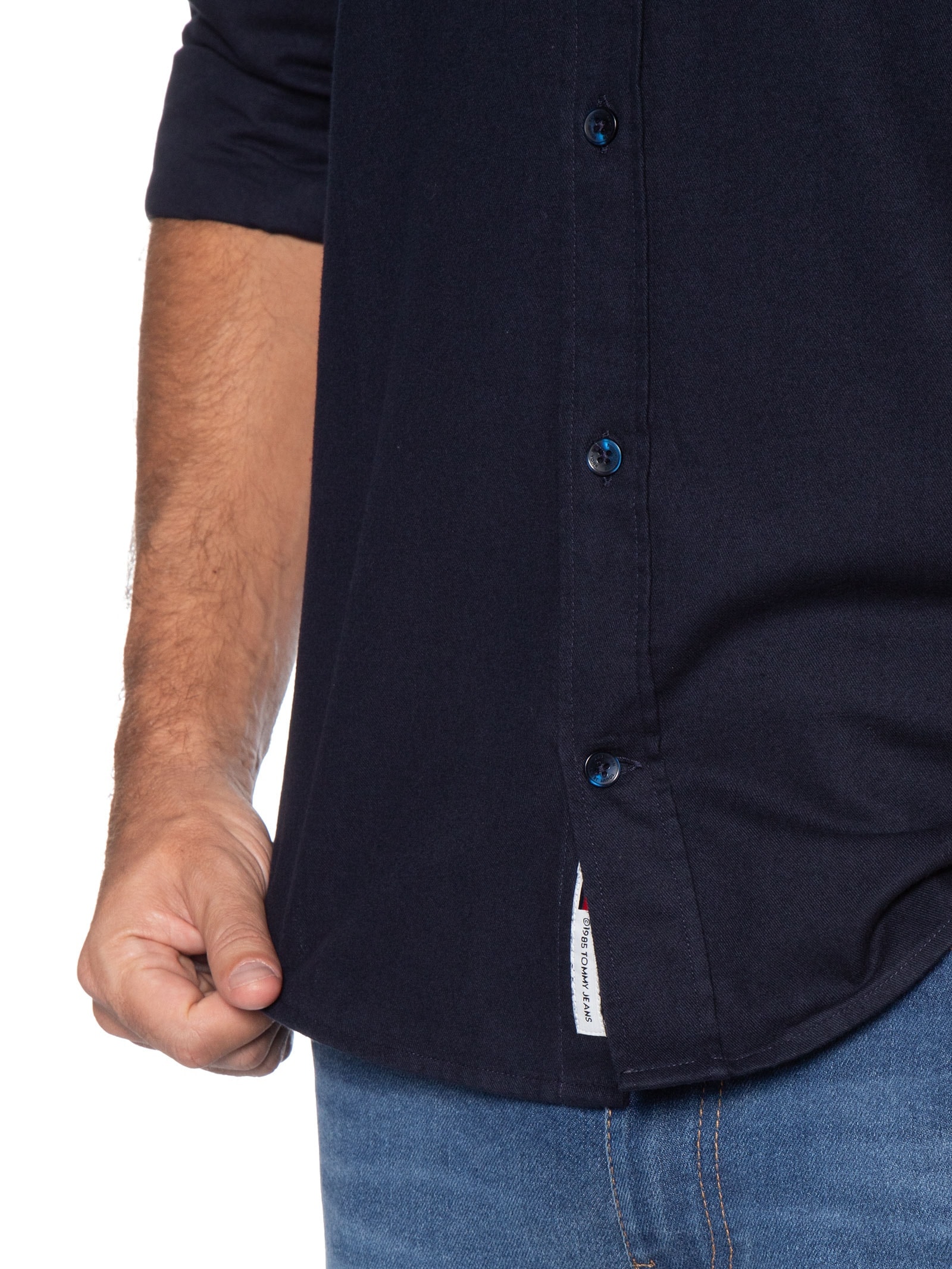 Camisa Masculina Regular Fit Com Bolso Azul Tommy Jeans
