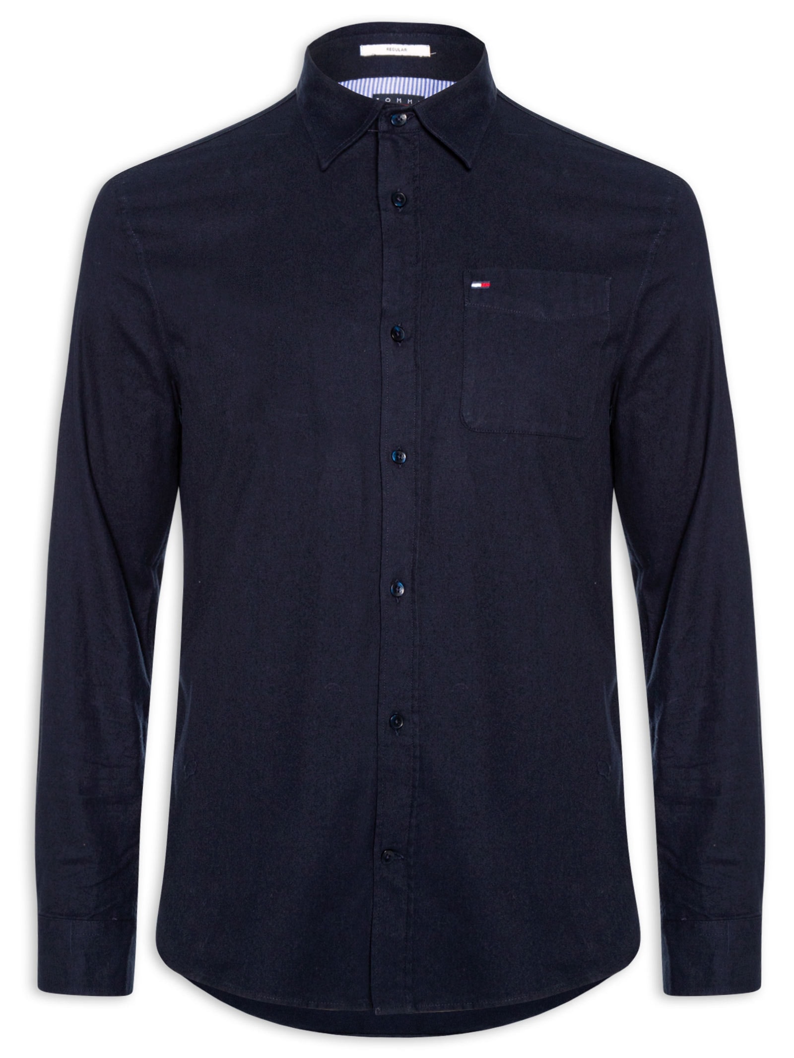 Camisa Masculina Regular Fit Com Bolso Azul Tommy Jeans