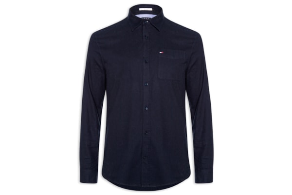Camisa Masculina Regular Fit Com Bolso - Azul