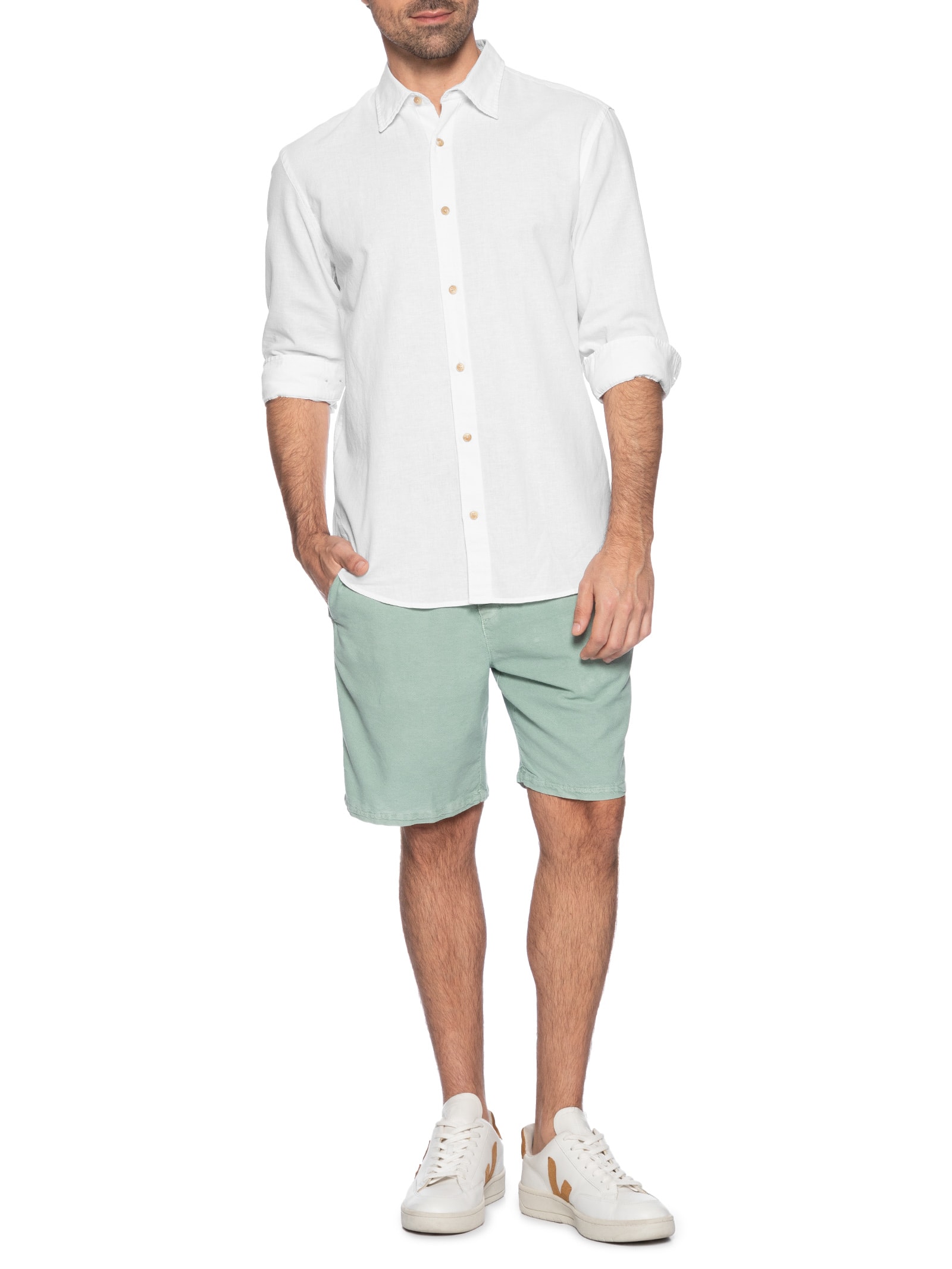 Camisa Masculina Regular Fit em Linho Branco Jack & Jones