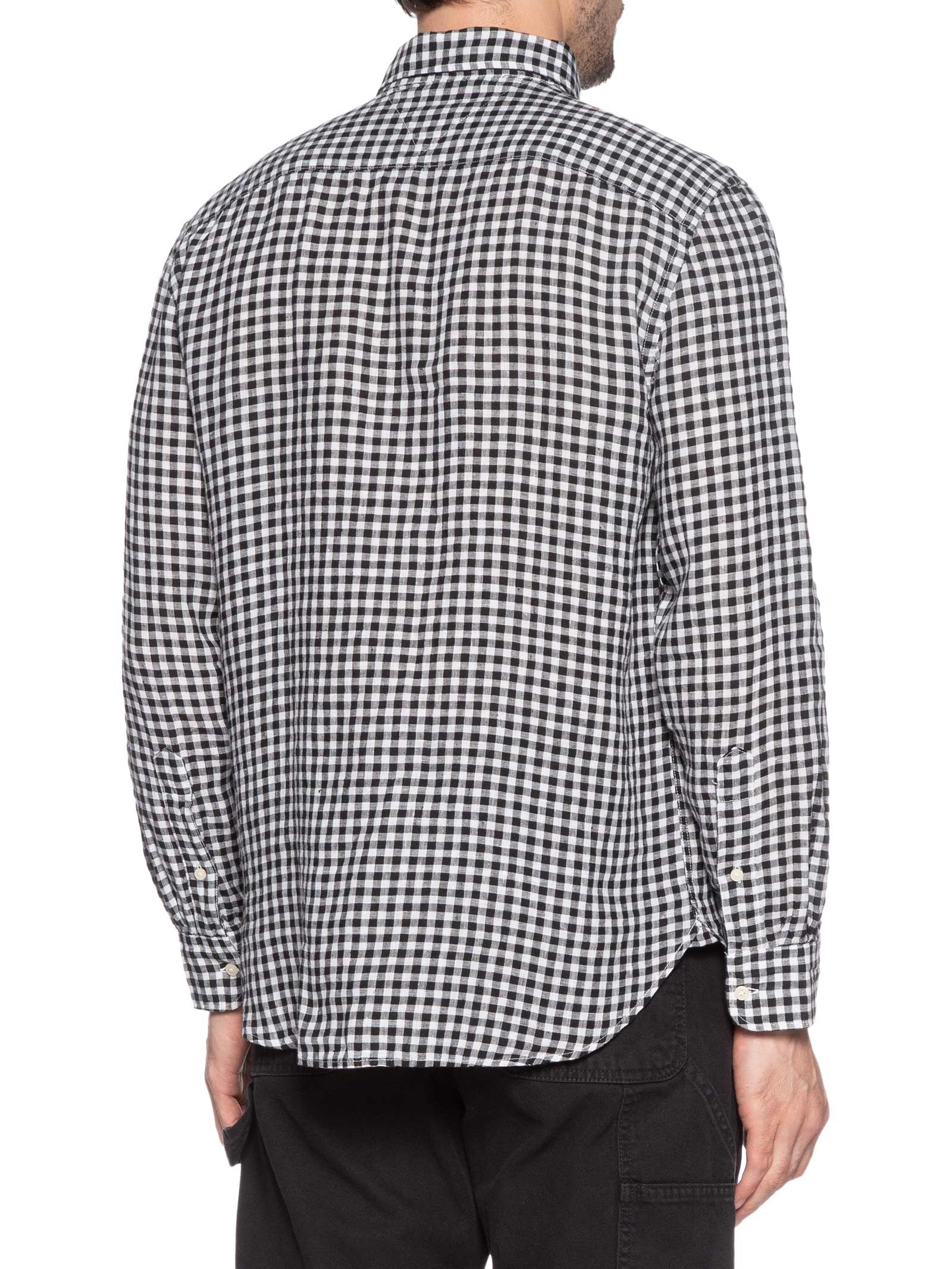 Camisa Masculina Regular Fit Em Linho Gingham Preto Tommy Hilfiger