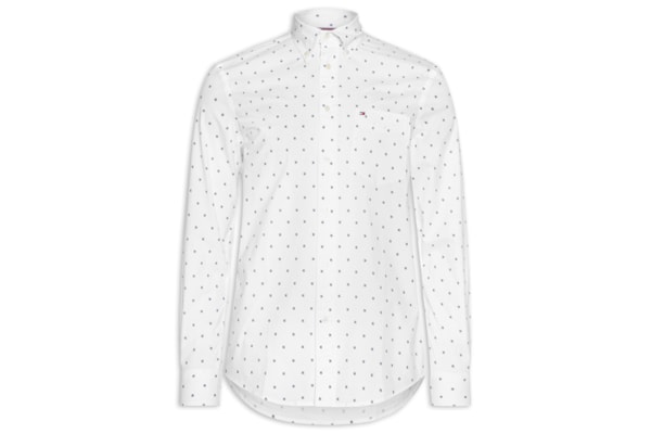 Camisa Masculina Regular Fit Em Popline Estampada - Branco