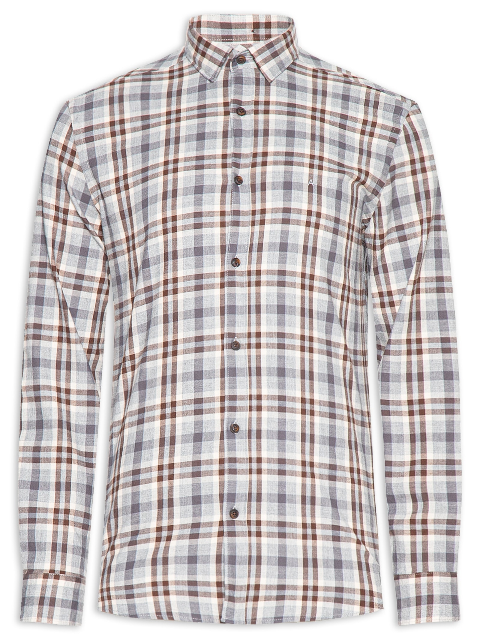 Camisa Masculina Regular Fit Flanela Xd Melange Marrom Aramis