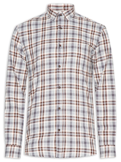 Camisa Masculina Regular Fit Flanela Xd Melange – Marrom