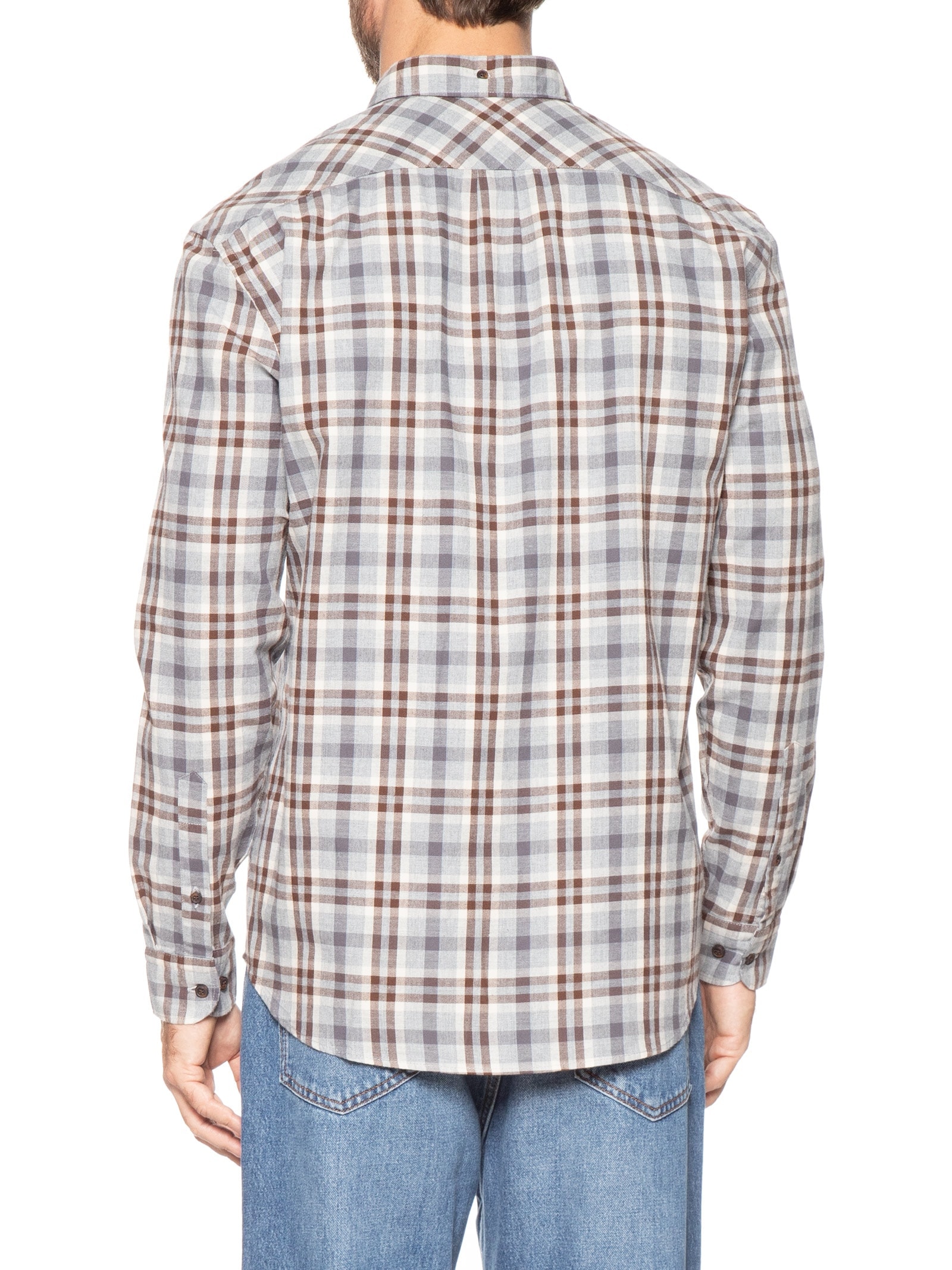 Camisa Masculina Regular Fit Flanela Xd Melange Marrom Aramis