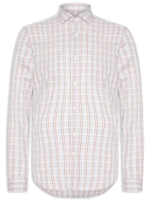 Camisa Masculina Regular Fit Maxi Xadrez - Off White