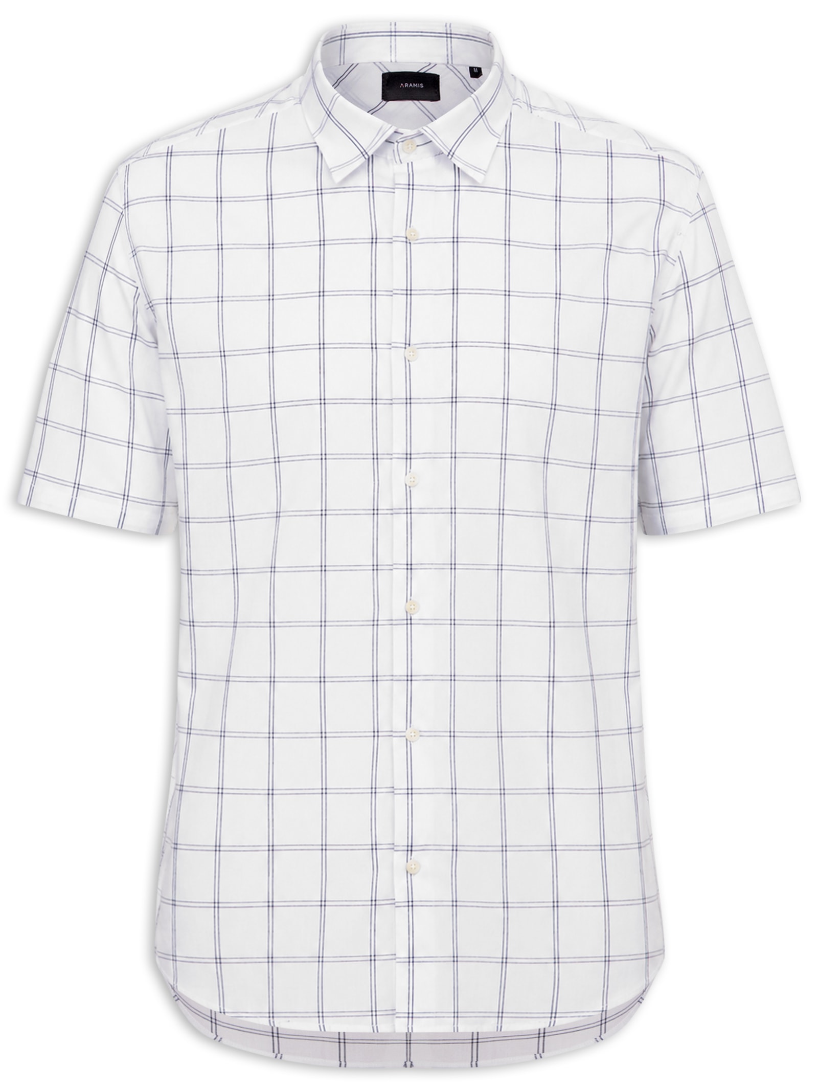 Camisa Masculina Regular Fit Mini Xadrez Branco Aramis