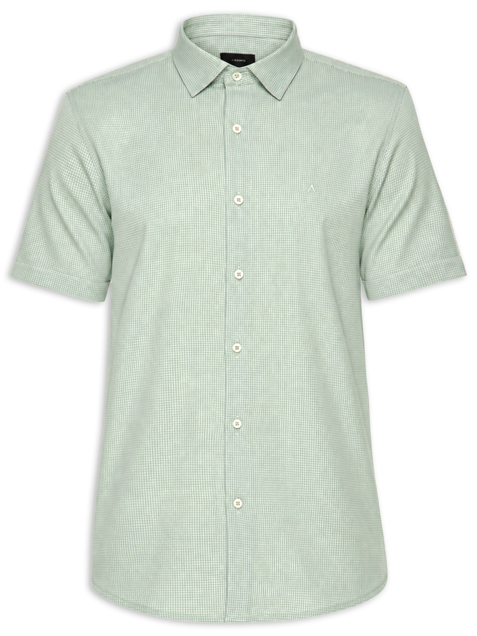 Camisa Masculina Regular Fit Mini Xadrez Verde Aramis