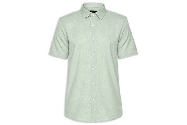 Camisa Masculina Regular Fit Mini Xadrez - Verde