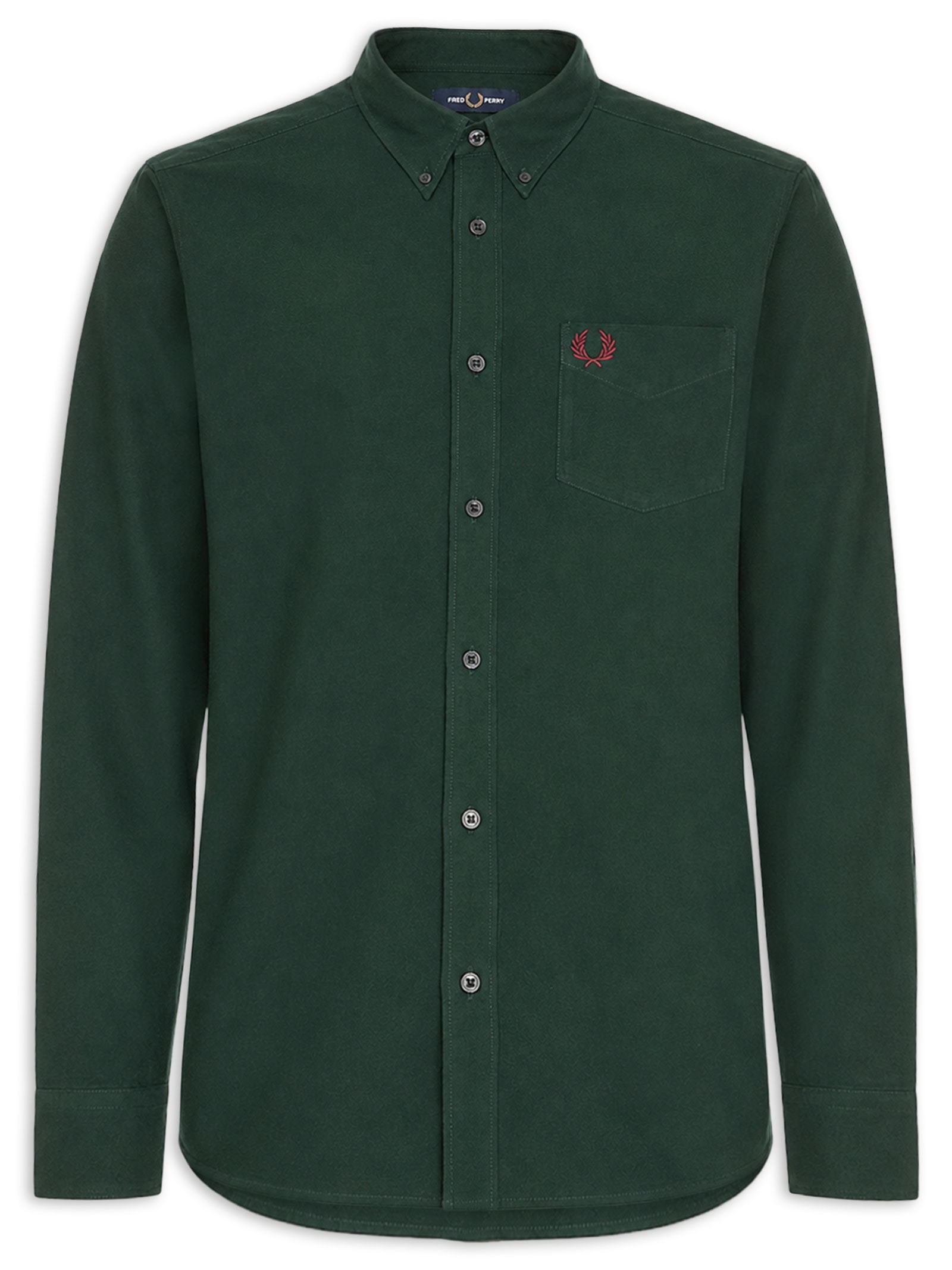 Camisa Masculina Regular Fit Oxford Com Bolso Verde Fred Perry