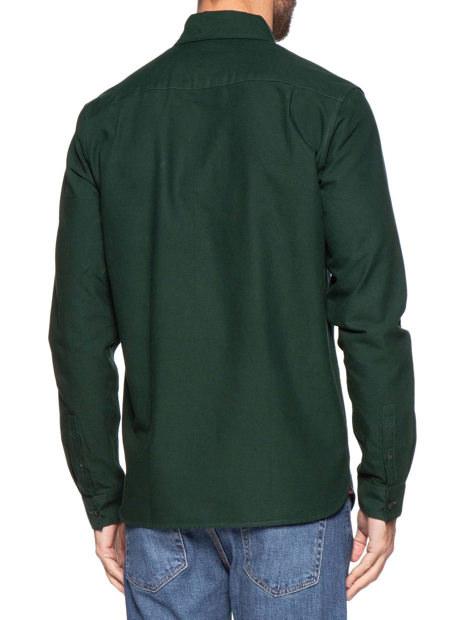 Camisa Masculina Regular Fit Oxford Com Bolso Verde Fred Perry