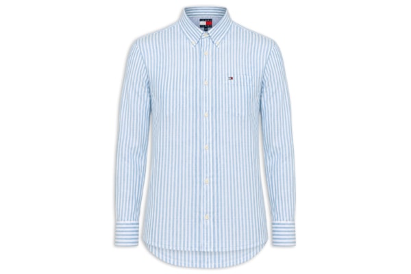 Camisa Masculina Regular Fit Oxford Listrada - Azul