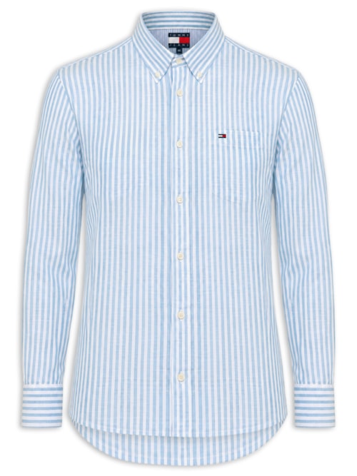 Camisa Masculina Regular Fit Oxford Listrada – Azul