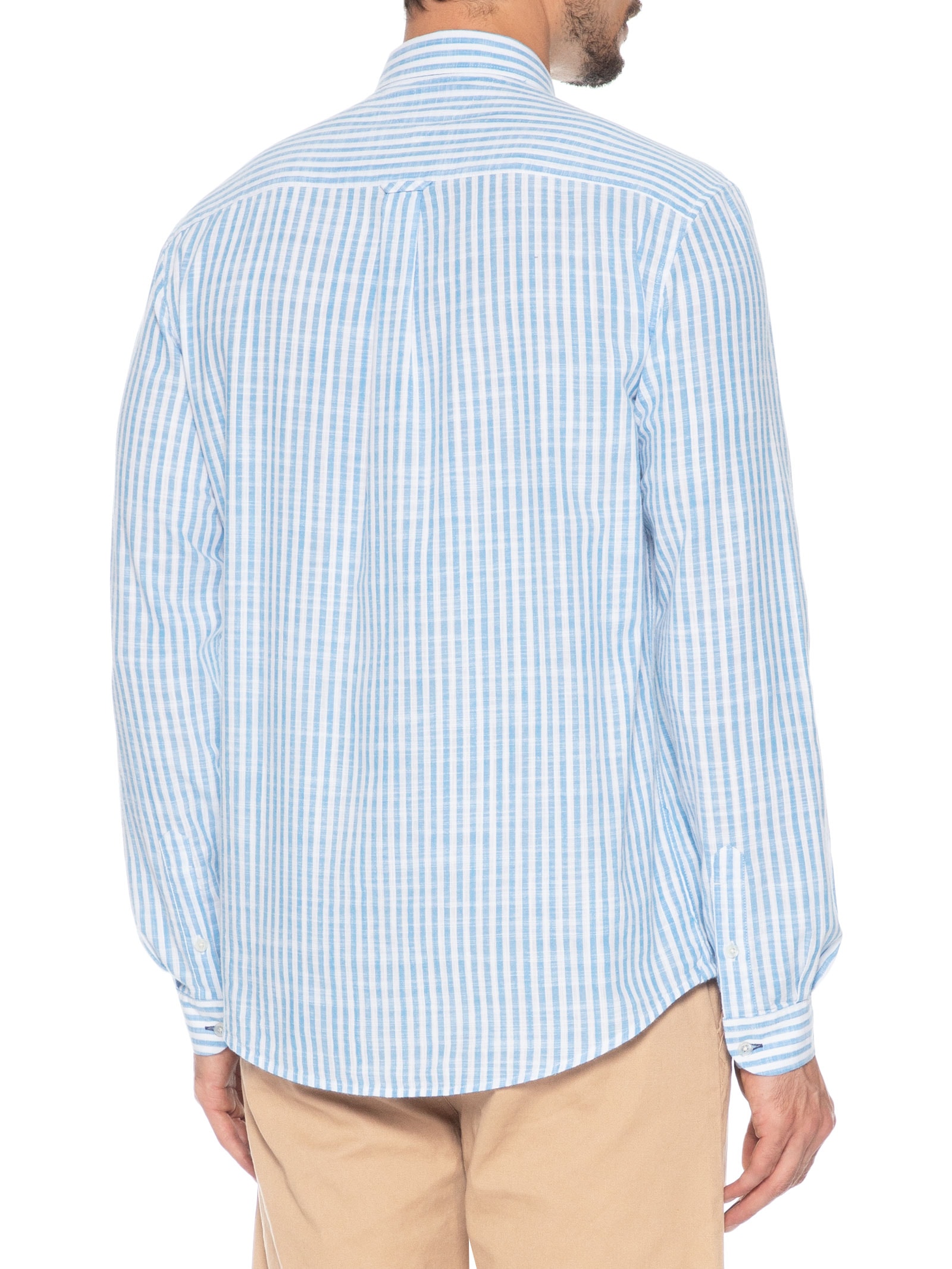 Camisa Masculina Regular Fit Oxford Listrada Azul Tommy Jeans