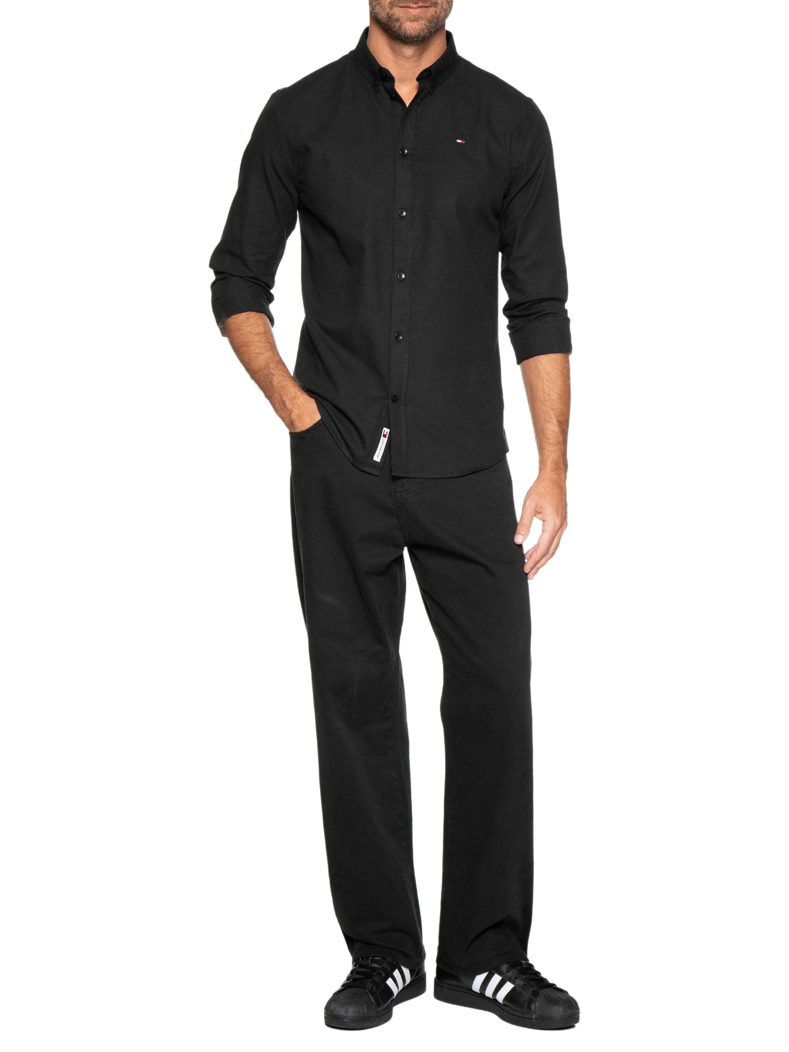 Camisa Masculina Regular Fit Oxford – Preto Tommy Jeans