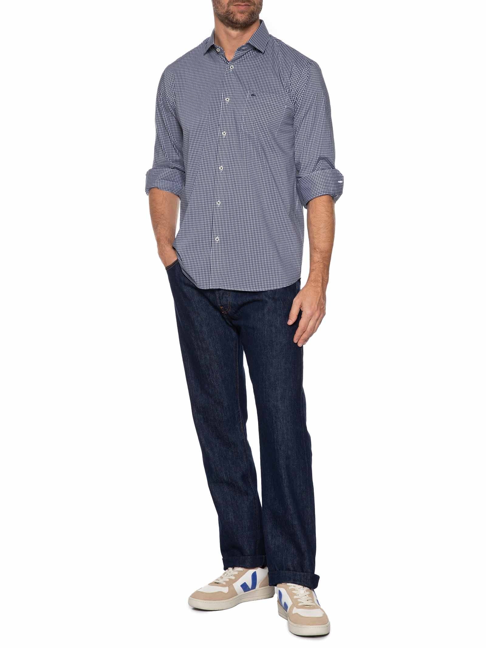 Camisa Masculina Regular Fit Tech Com Bolso Azul Aramis