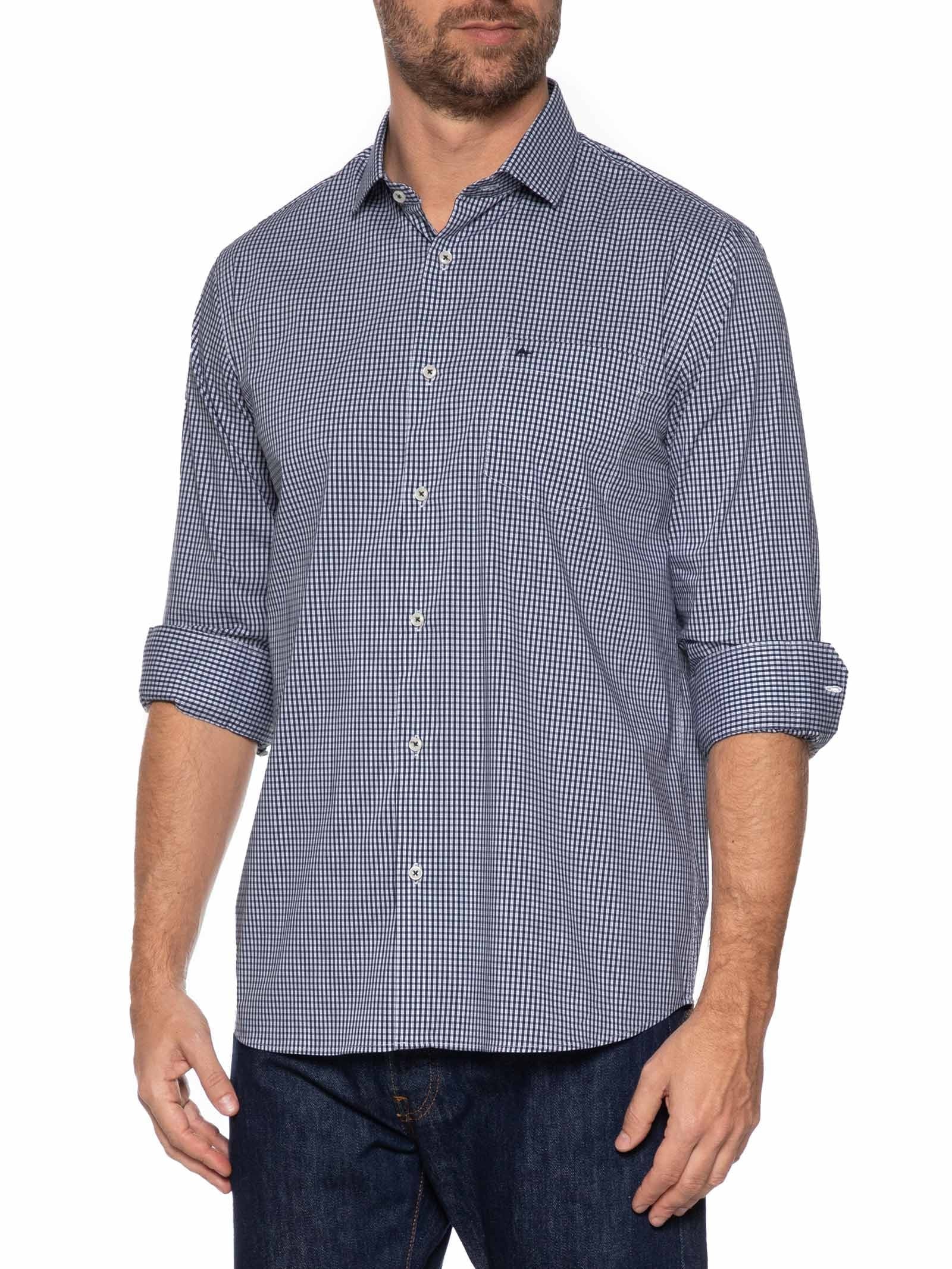 Camisa Masculina Regular Fit Tech Com Bolso Azul Aramis