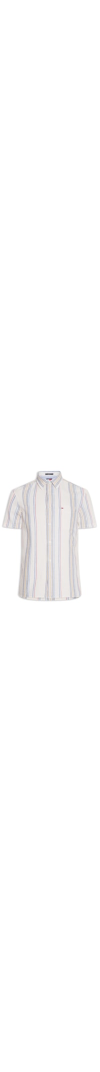 Camisa Masculina Regular Fit Tecido Slub Listrada - Off White