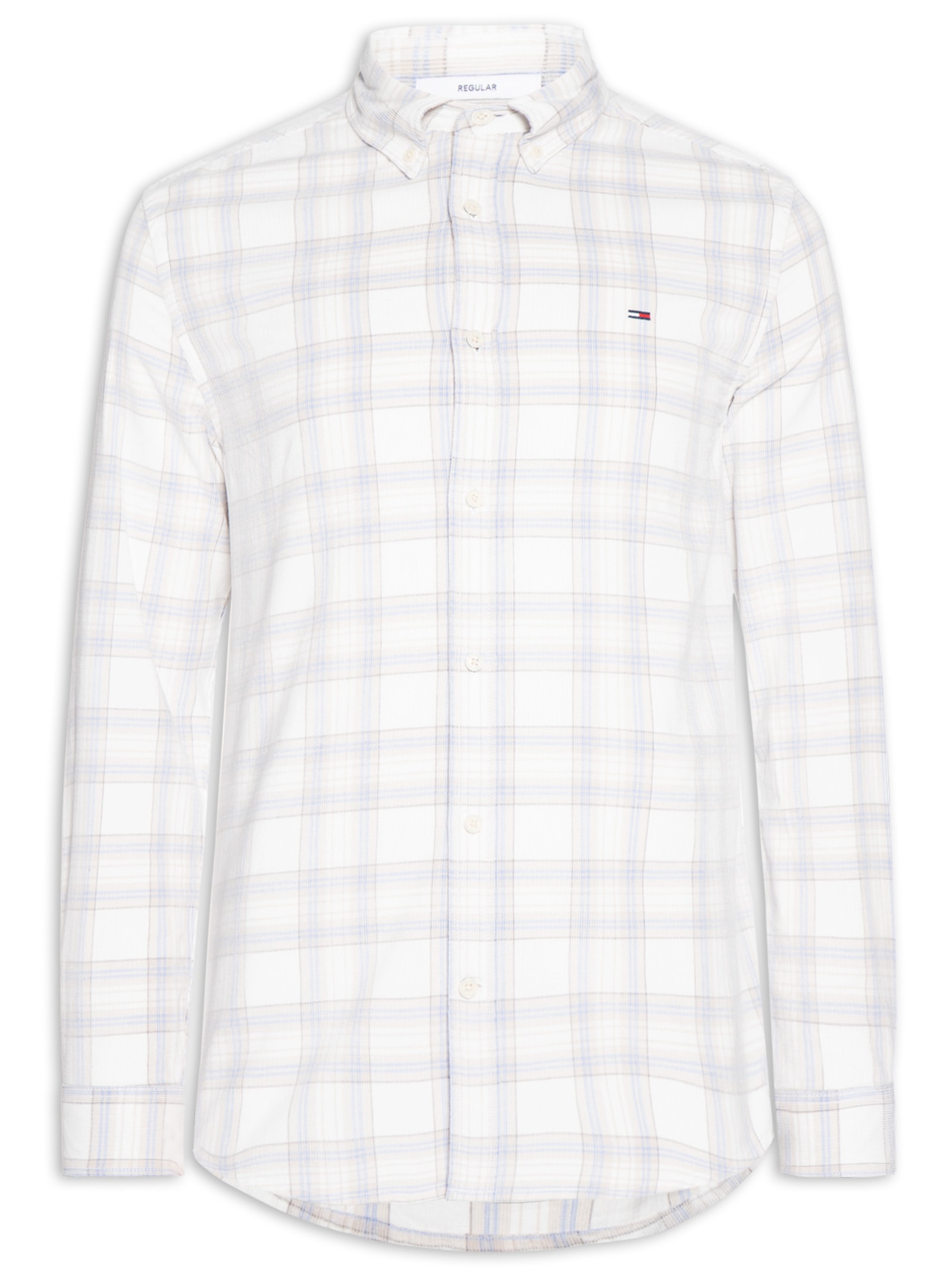 Camisa Masculina Regular Fit Xadrez Cotelê Azul Tommy Jeans