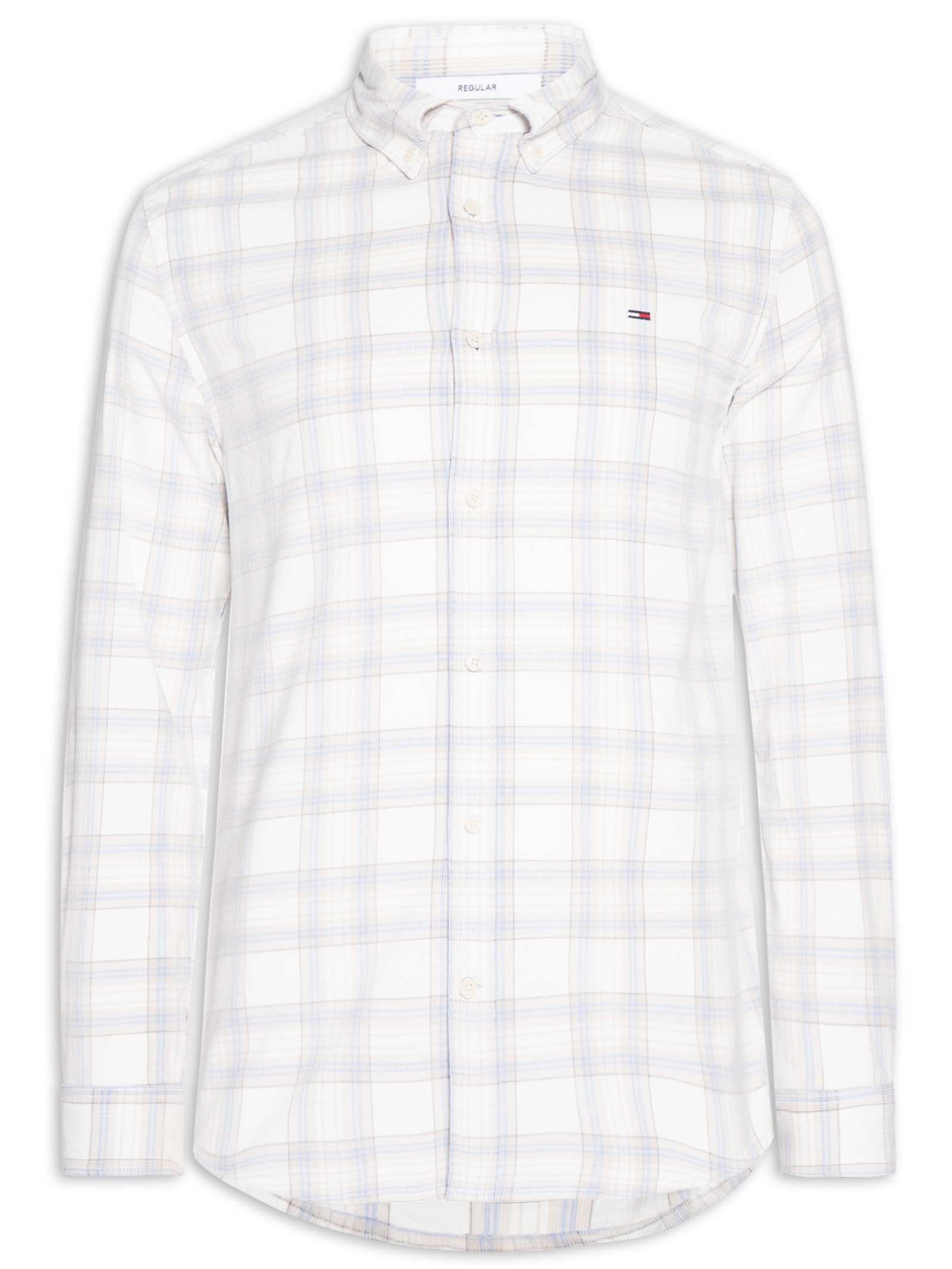 Camisa Masculina Regular Fit Xadrez Cotelê Azul Tommy Jeans