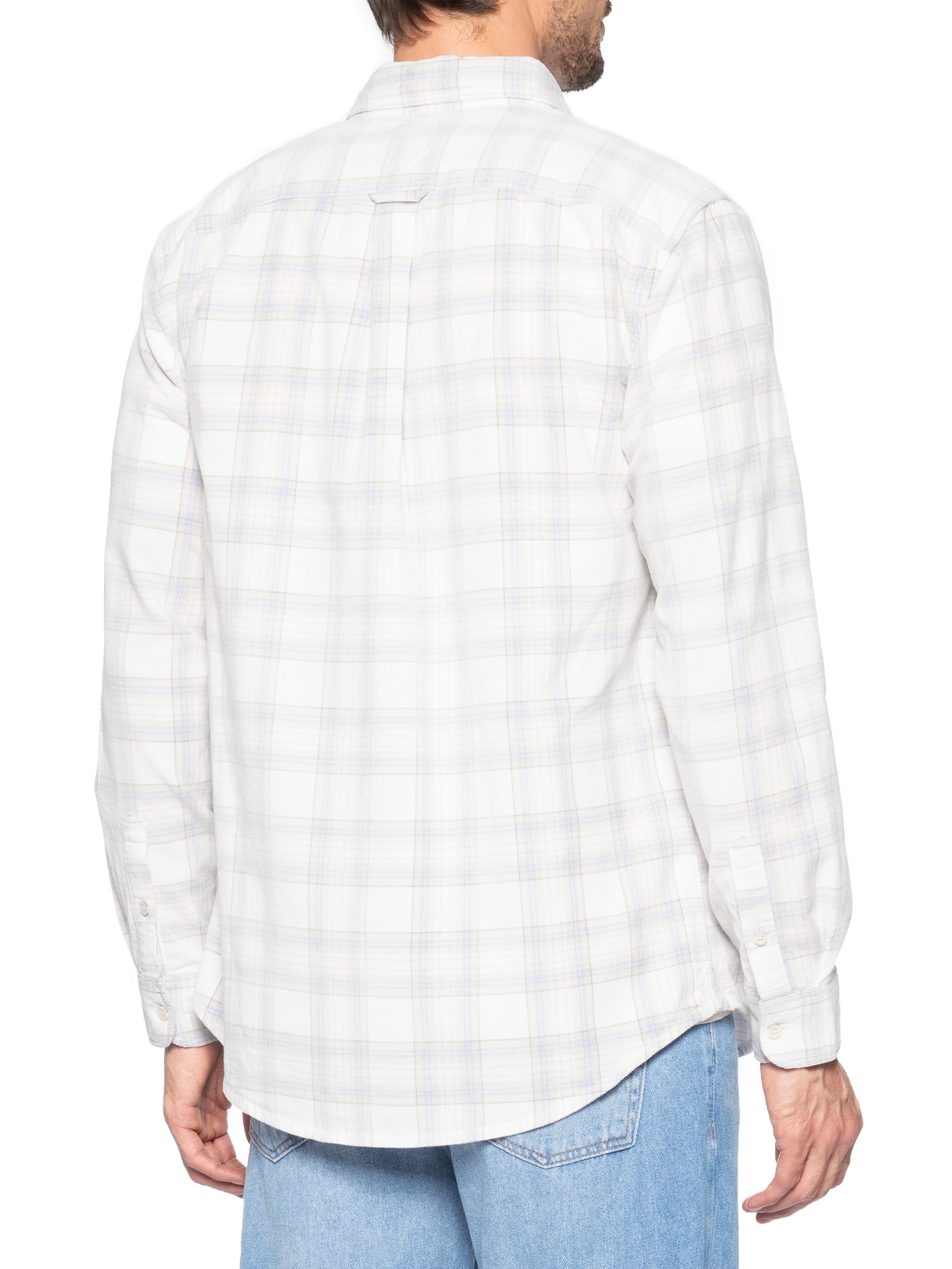 Camisa Masculina Regular Fit Xadrez Cotelê Azul Tommy Jeans