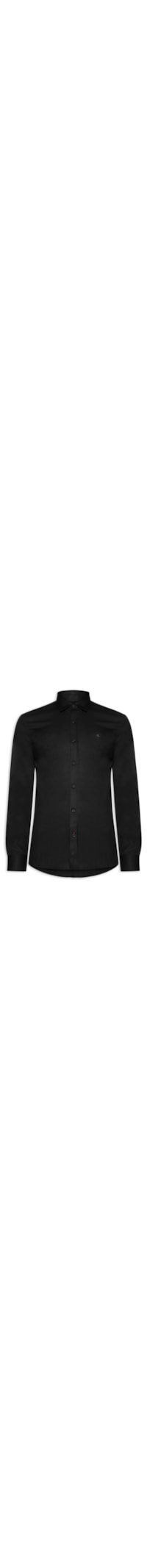 Camisa Masculina Regular Lisa Básica Logo - Preto