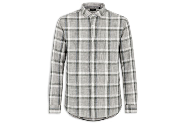 Camisa Masculina Regular Maxi Xadrez Flame Com Contraste - Verde