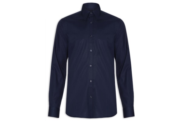 Camisa Masculina Regular Social Lisa - Azul