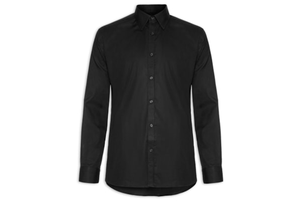 Camisa Masculina Regular Social Lisa - Preto