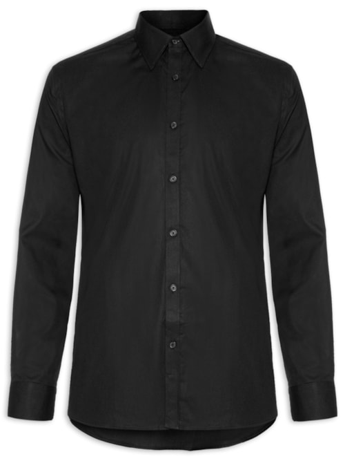 Camisa Masculina Regular Social Lisa – Preto