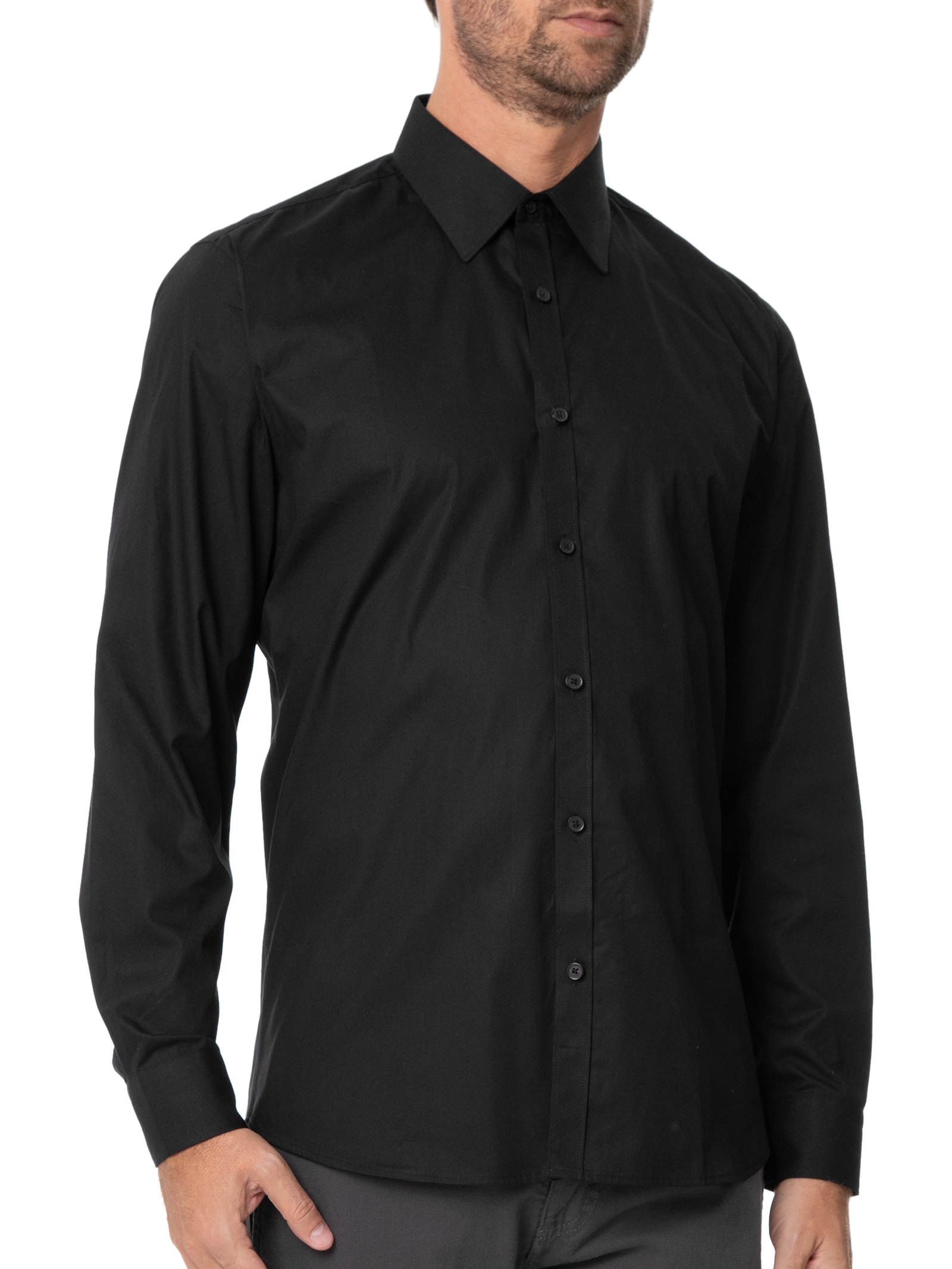 Camisa Masculina Regular Social Lisa Preto Aramis