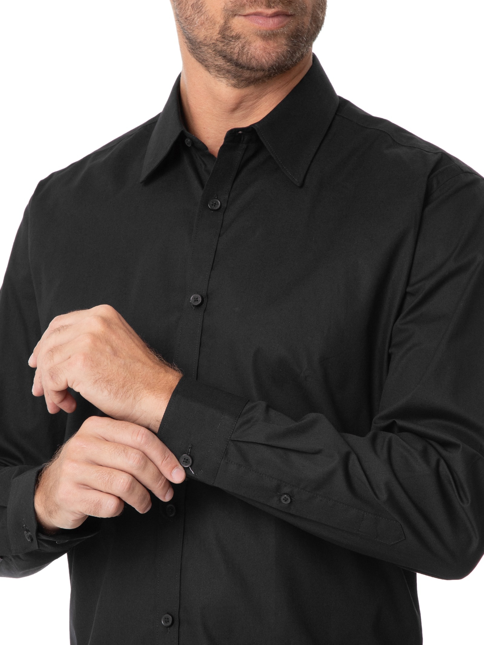 Camisa Masculina Regular Social Lisa Preto Aramis