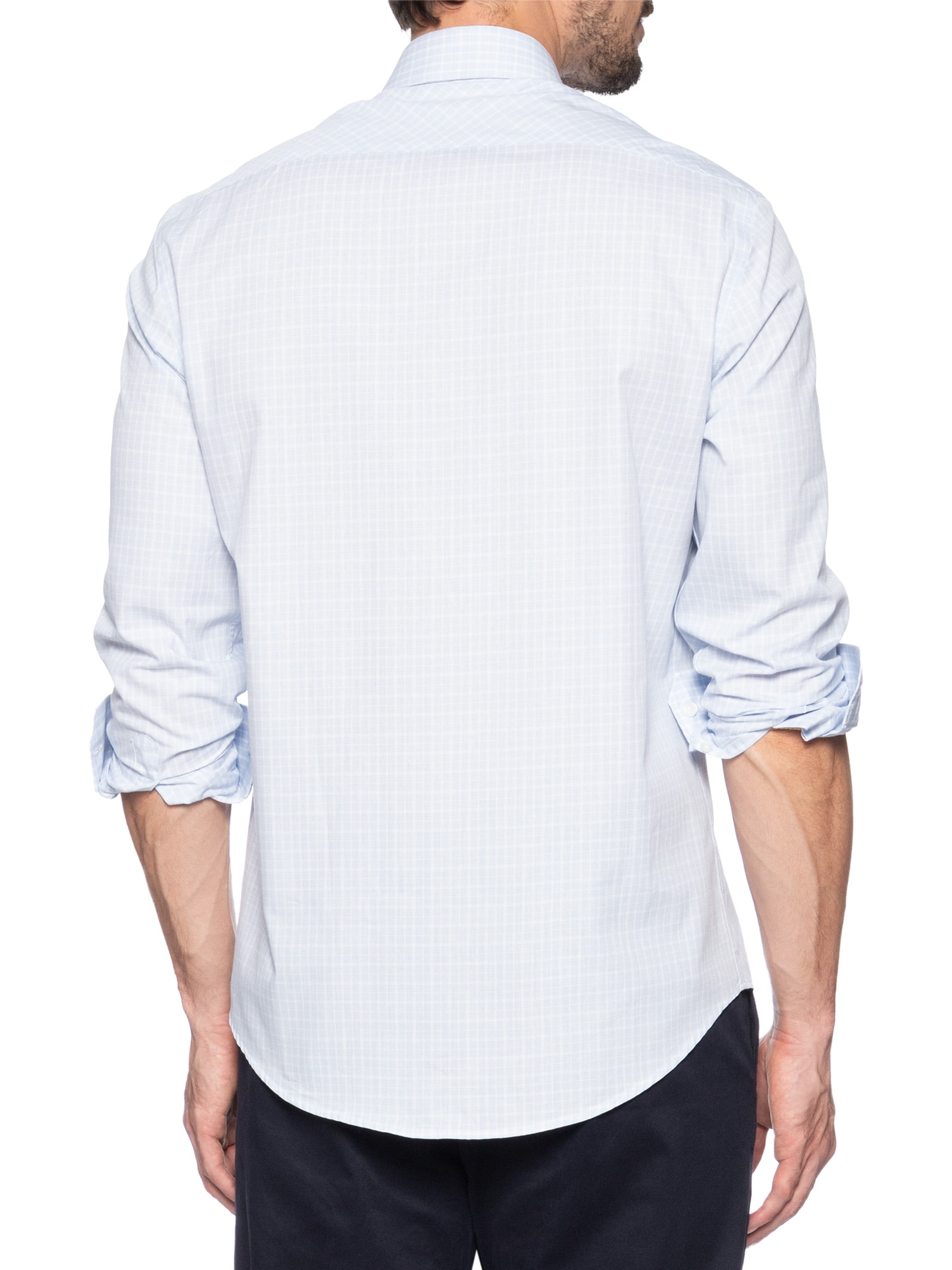 Camisa Masculina Regular Tricoline Xadrez Out Azul Aramis